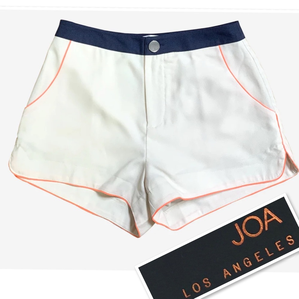 JOA LOS ANGELES SHORT IN IVORY WITH NAVE BLUE WAISTLINE & NEON BONDING Size S